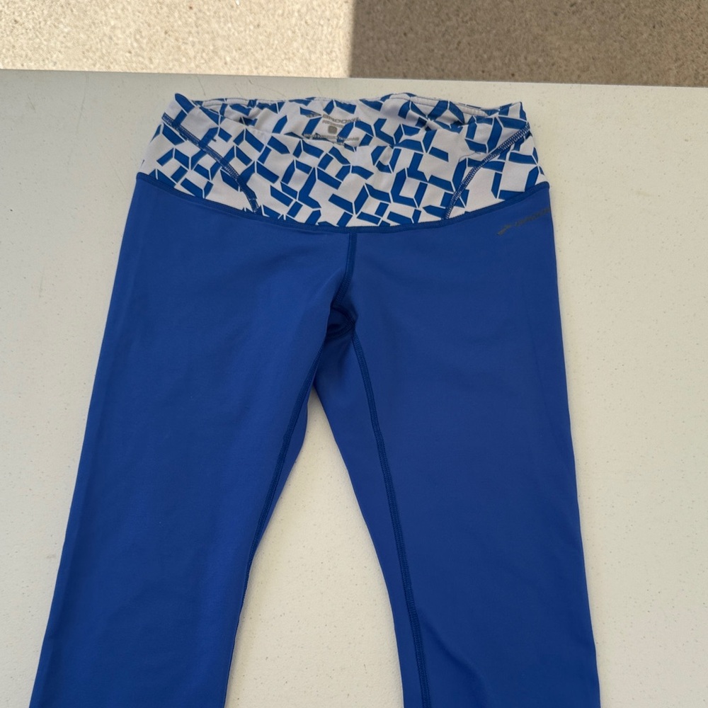 Brooks Blue Leggings with Geometric Waistband